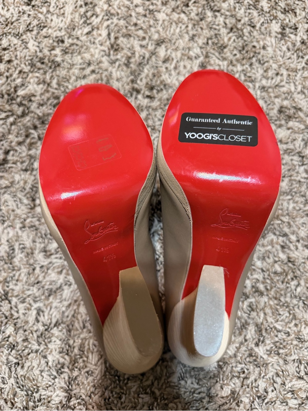 Christian Louboutin Taupe Leather Open-Toe Mules - Picture 7 of 7
